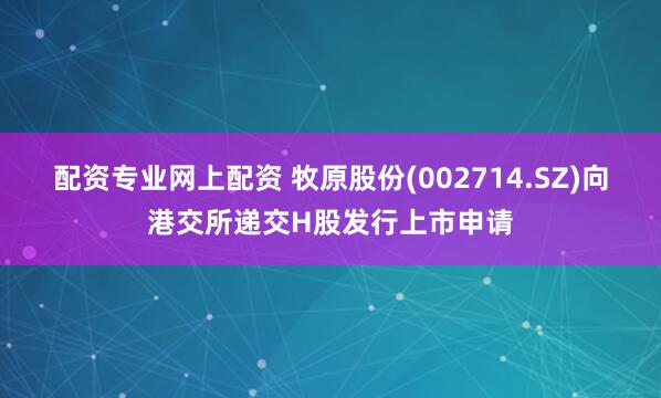 配资专业网上配资 牧原股份(002714.SZ)向港交所递交H股发行上市申请